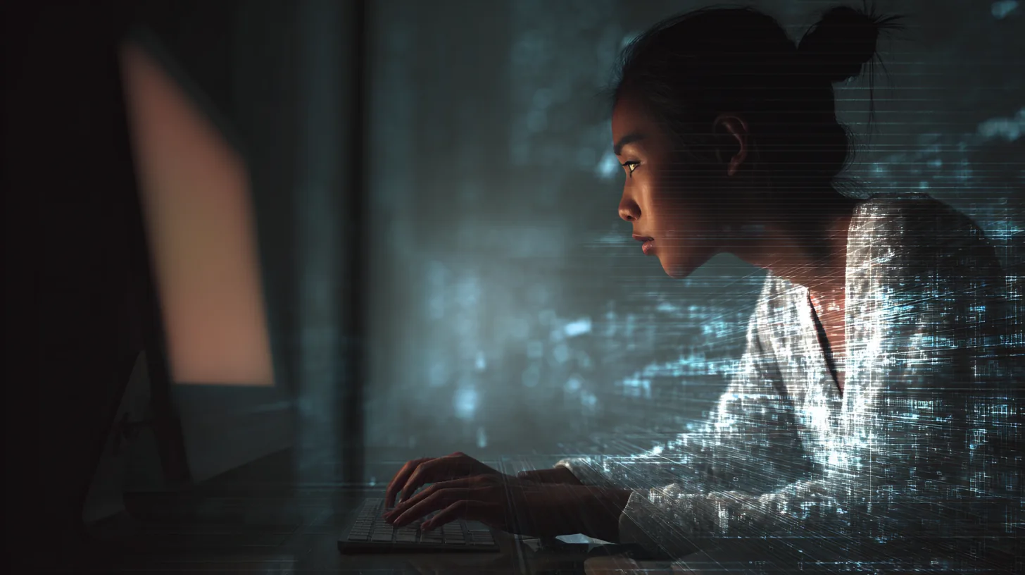 somebody using a computer. When does video content become irrelevant if 8 billion people are A+ Content creators?